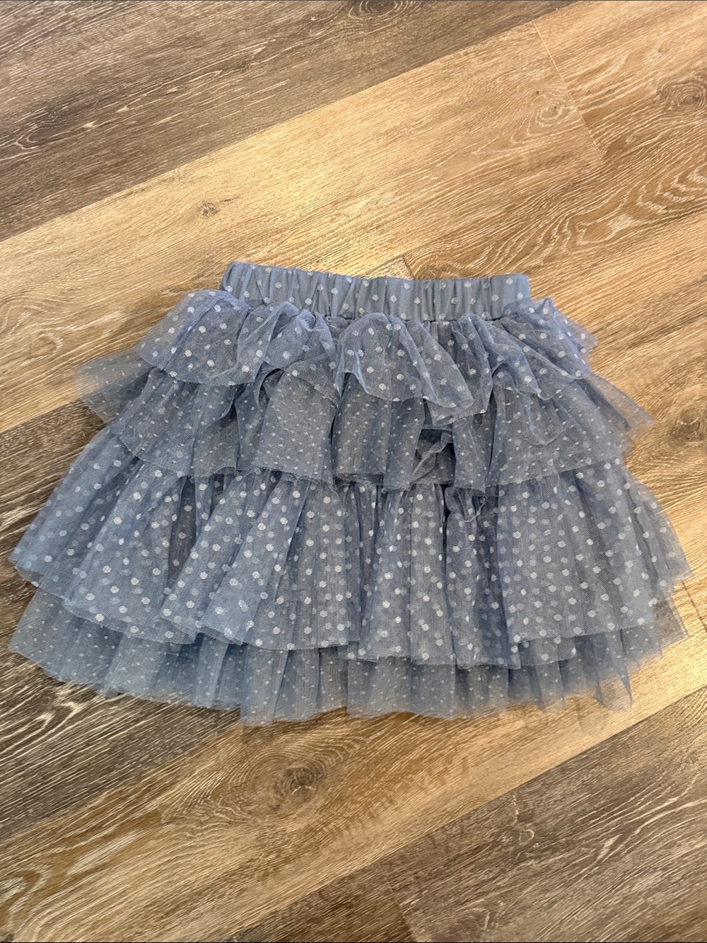 kidpik Blue Polka Dot Tiered Tulle Skirt